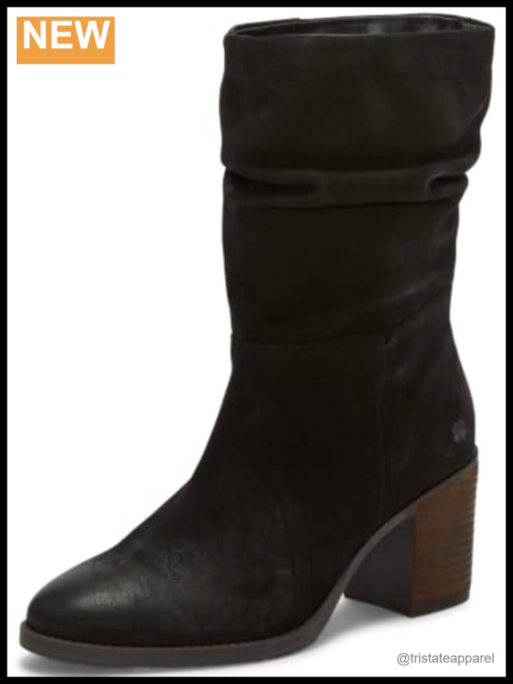 Lucky Brand Bitsie Suede Ankle Bootie Pull-On Stacked Heel